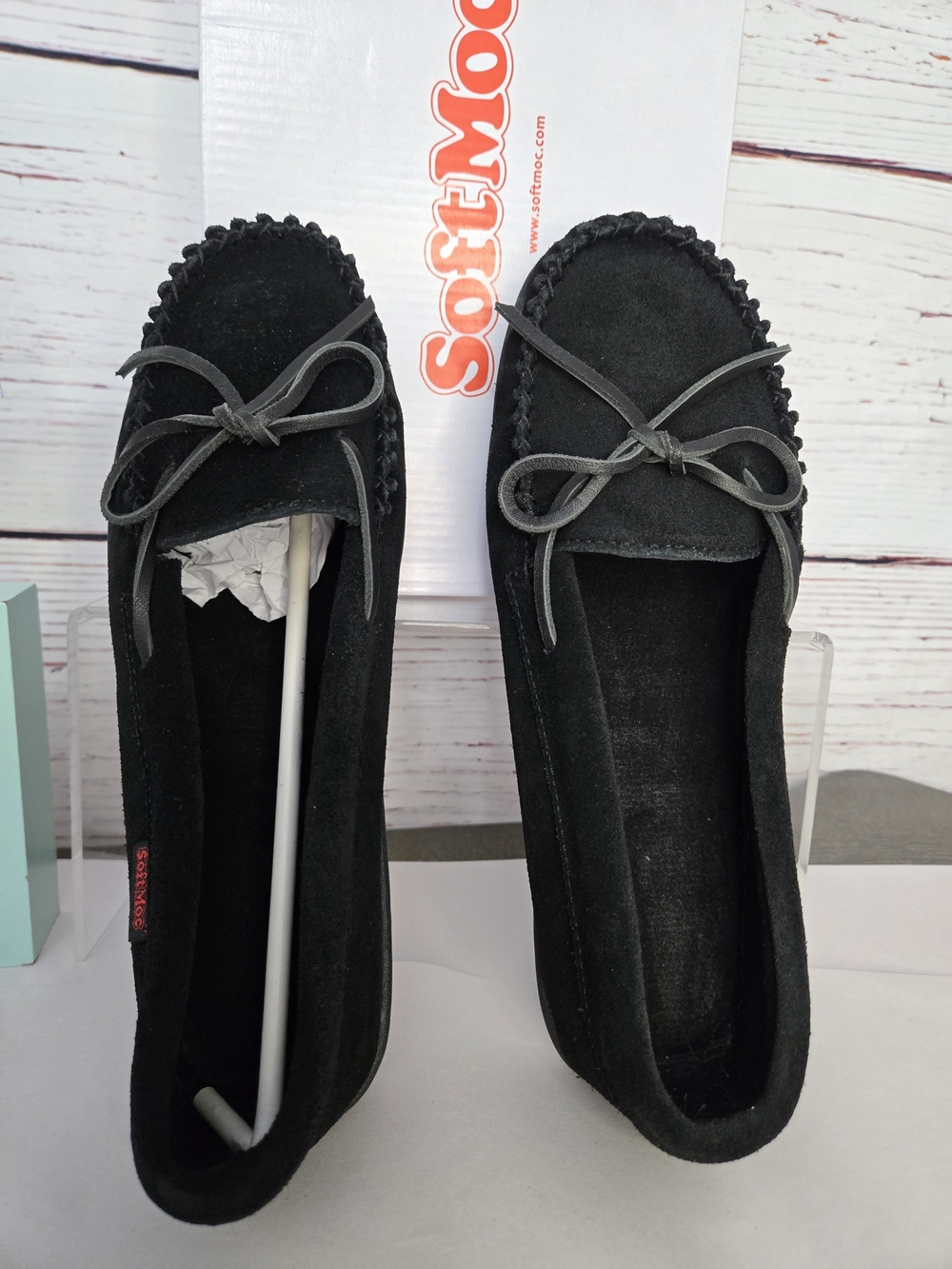 NWT SoftMoc Natasha Black Suede Moccasins Women's Size 9 New in Box